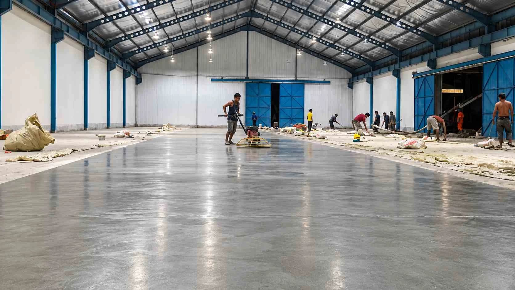 Jasa Trowel & Floor Hardener untuk Lantai Beton Gudang dan Pabrik